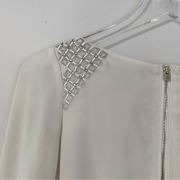 ⭕️ GUESS by Marciano Dress Cream Silver Crystals Embroidered XS - Picture 8 of 10